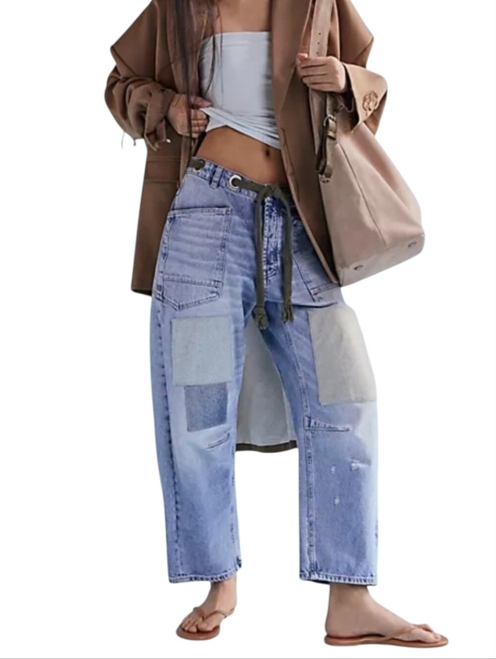 Free People ($300) Moxie Low Slung Pull On Barrel Jeans NWT